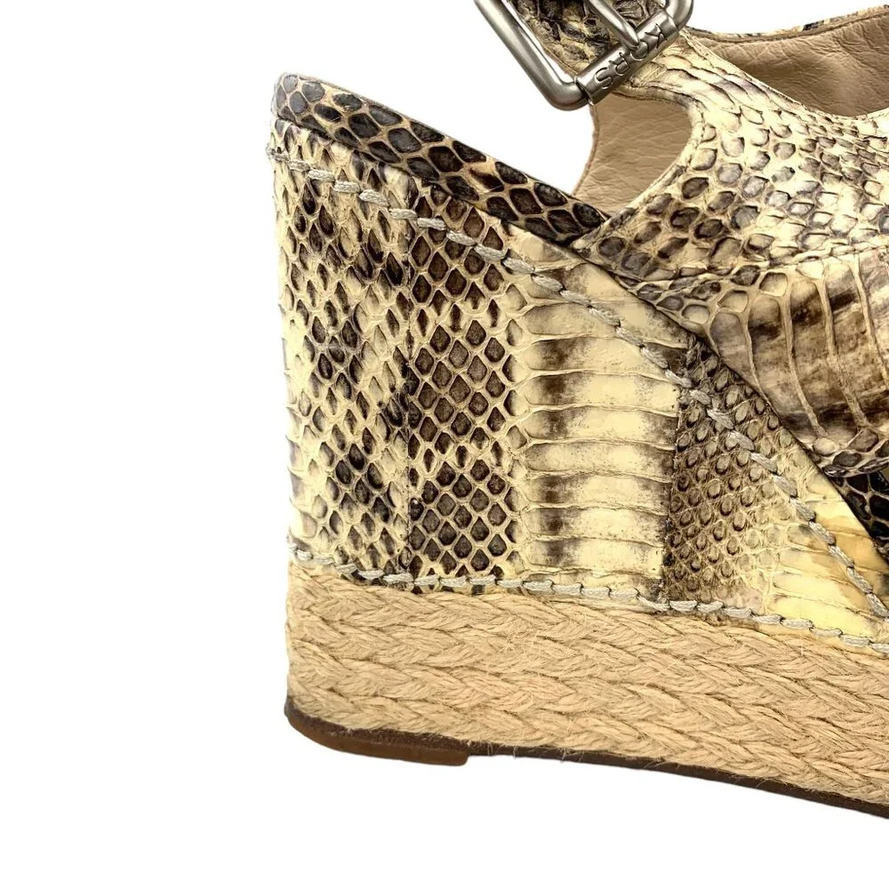KORS Michael Kors Cynthia Embossed Leather Espadrille‎ Wedge Sandals